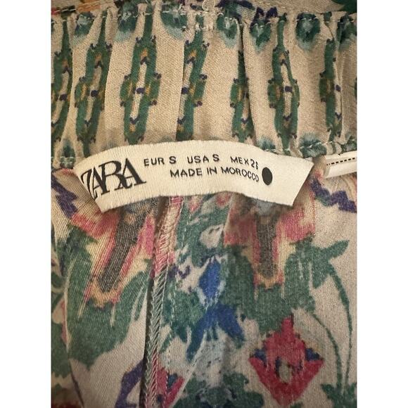 Zara Women's Boho Aztec Ikat Printed Flare Pants Size S Tropical Festival - Picture 4 of 9